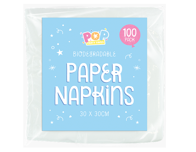 White Napkins 1ply 30x30cm 100pk